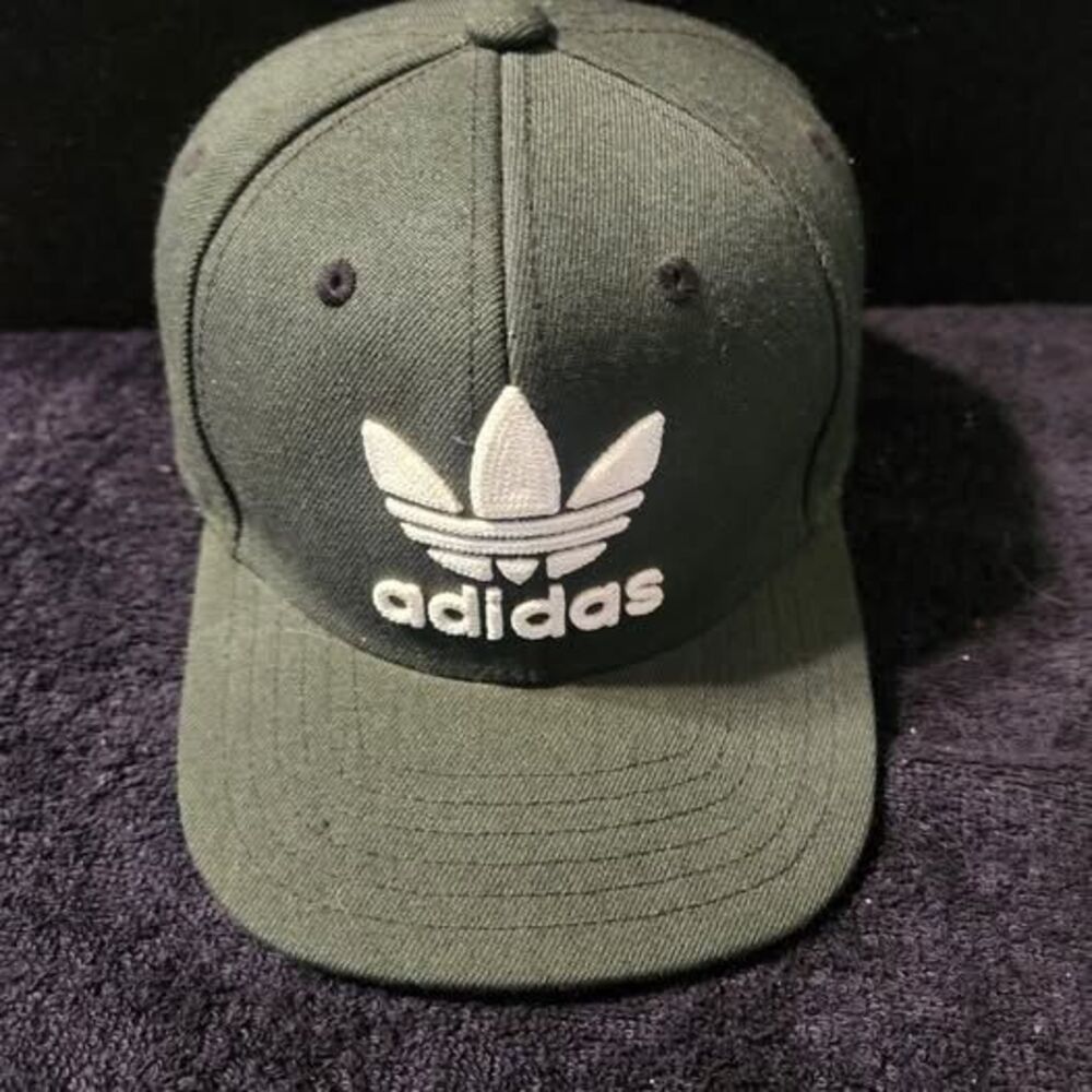 adidas The Brand With Three Stripes Flat Bill SnapBack Hat